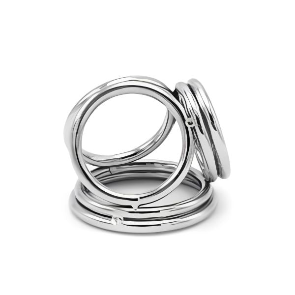 Naughty Toys Chrome Triple Cock Ring with Ball Separator - image 2
