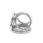 Naughty Toys Chrome Triple Cock Ring with Ball Separator - image 3