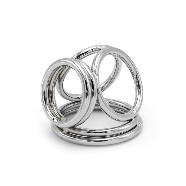 Naughty Toys Chrome Triple Cock Ring with Ball Separator - image 4