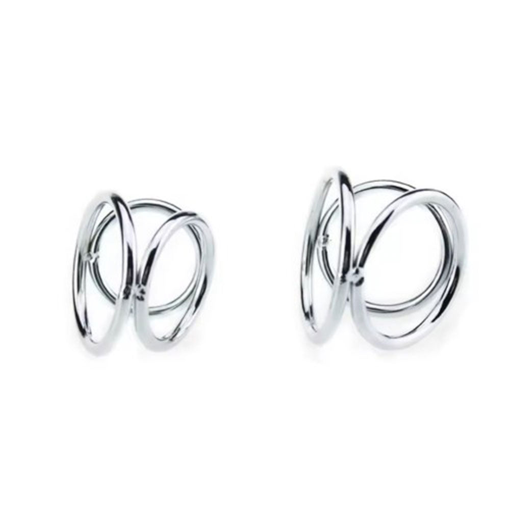 Naughty Toys Chrome triple Cock Ring with Ball Divider - image 5