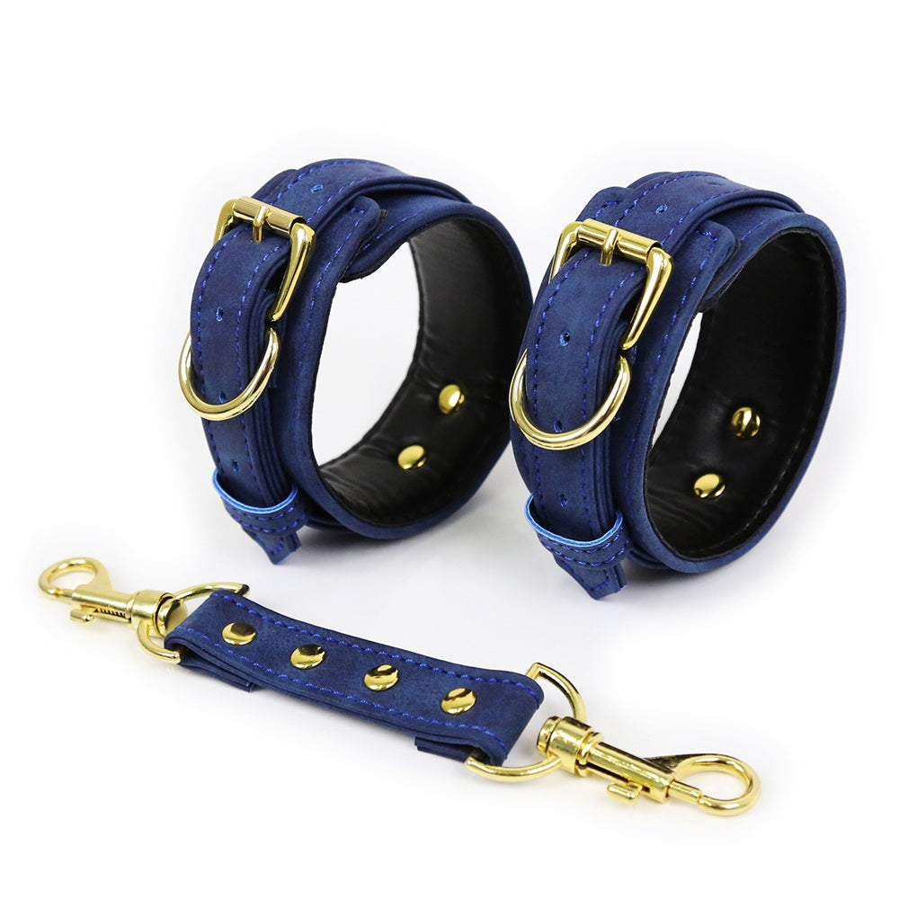 NAUGHTY TOYS Premium Collection Ankle Restraints GOLD BLUE