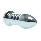 Naughty Toys Ribbed Steel Purple Jeweled Plug LARGE