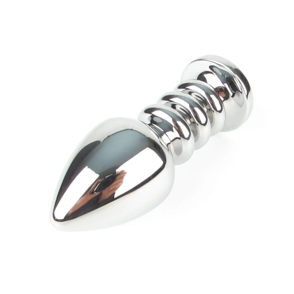 Naughty Toys Ribbed Steel Purple Jeweled Plug LARGE - image 3