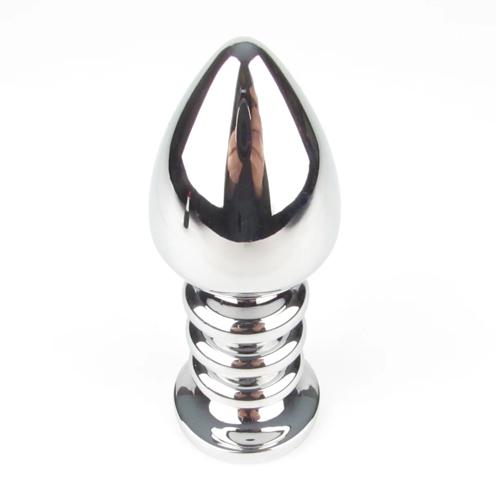 Naughty Toys Ribbed Steel Purple Jeweled Plug LARGE - image 5