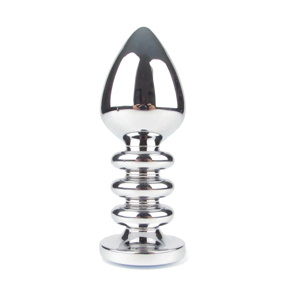 Naughty Toys Ribbed Steel Purple Jeweled Plug LARGE - image 8