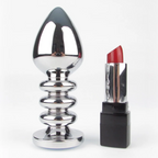 Naughty Toys Ribbed Steel Purple Jeweled Plug LARGE - image 9