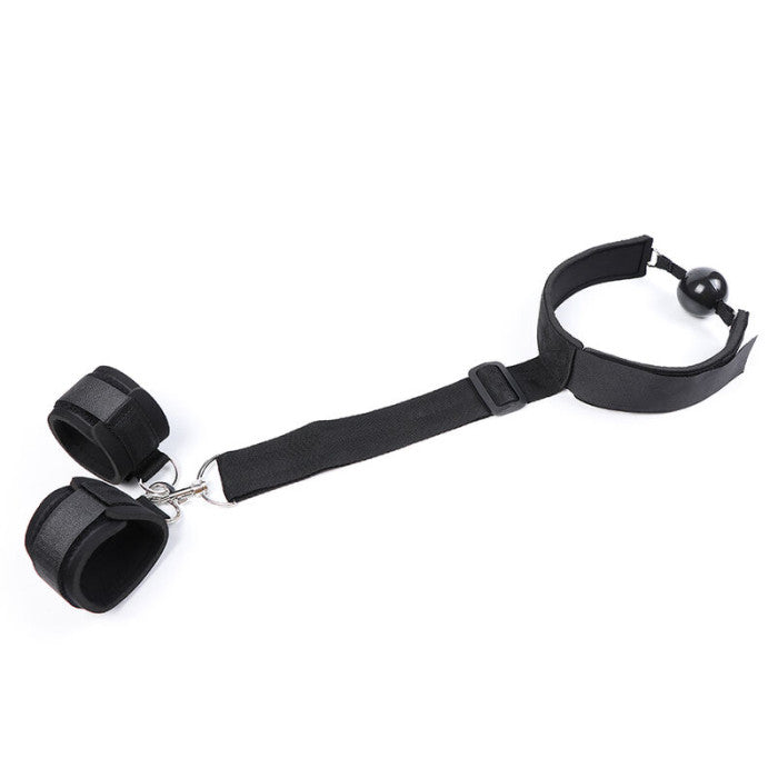 Naughty Toys Neoprene Gag with Hand Cuffs - image 3