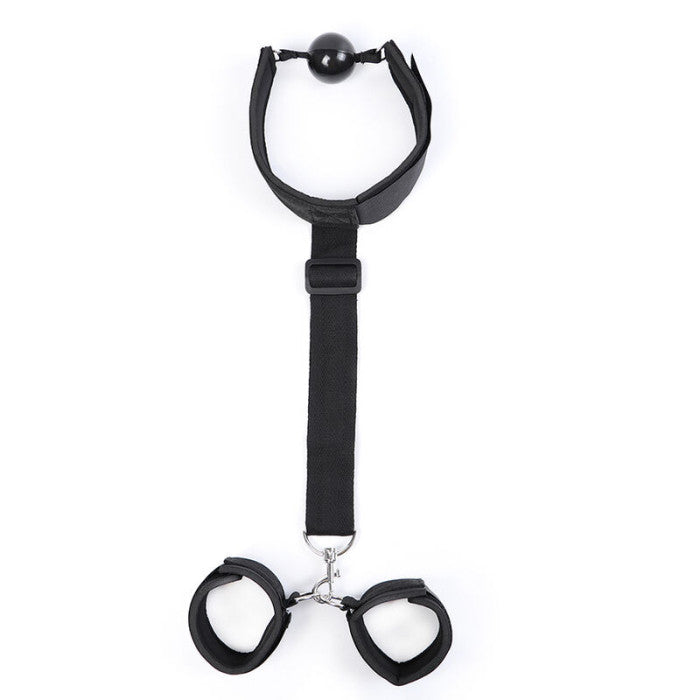 Naughty Toys Neoprene Gag with Hand Cuffs - image 2