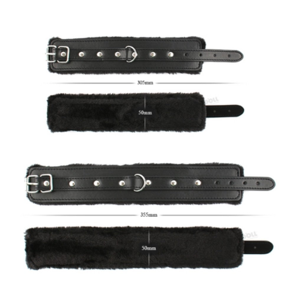 Naughty Toys Fur Wrist Ankle Cuffs with Hog Tie - image 3
