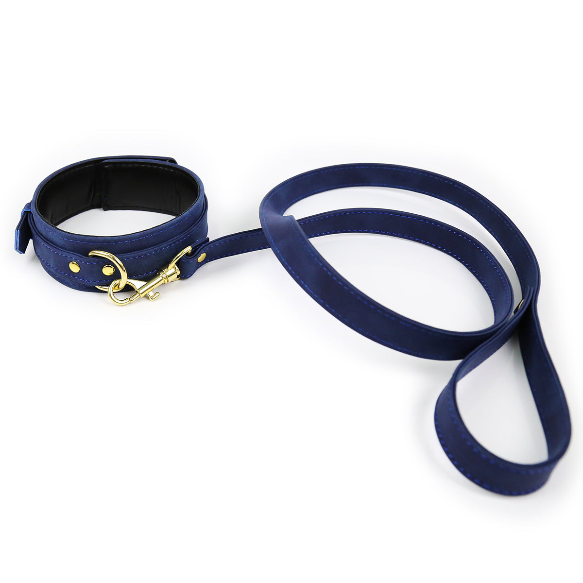 NAUGHTY TOYS fetish light blue leather collar with leash - image 5