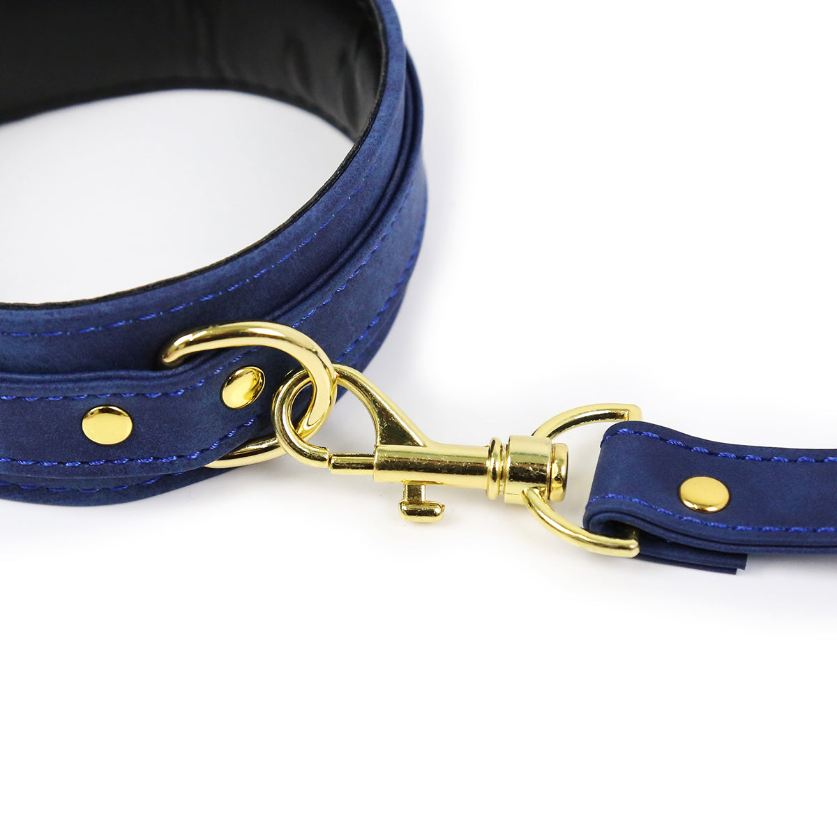 NAUGHTY TOYS fetish light blue leather collar with leash - image 2