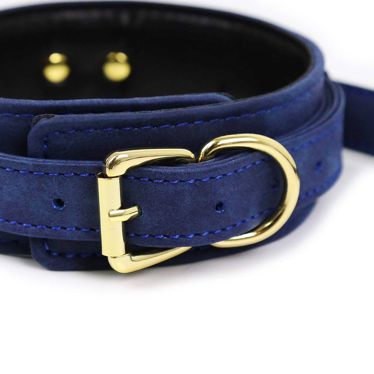 NAUGHTY TOYS fetish light blue leather collar with leash - image 3