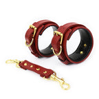 NAUGHTY TOYS wine red with Gold snap-hook leather Ankle cuffs - image 2