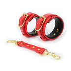 NAUGHTY TOYS sexy red with Gold snap-hook leather Ankle cuffs