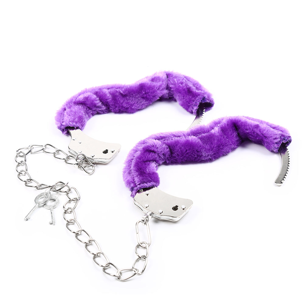 Naughty Toys Purple Furry Ankle fetish play handcuffs - image 2