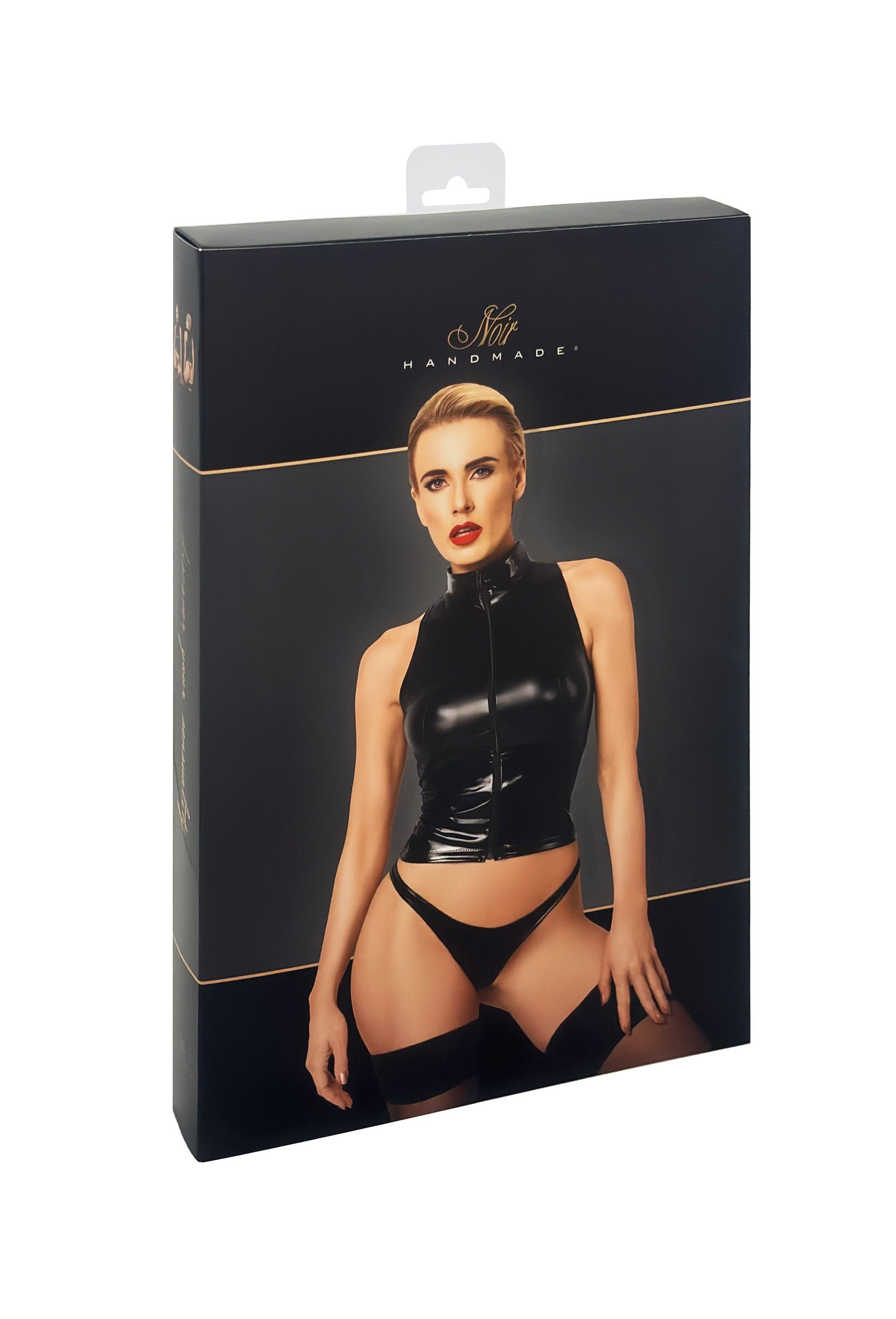 Noir Handmade Glam wetlook top with vinyl corset - image 7