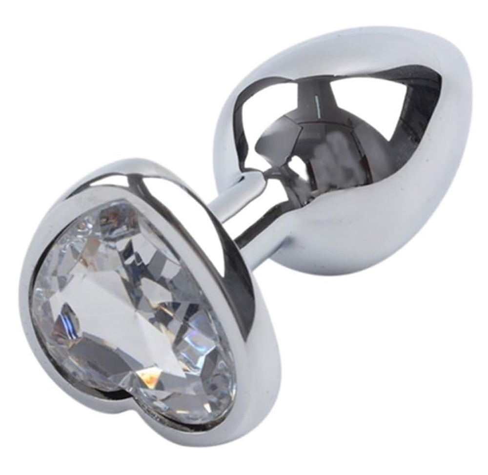 NAUGHTY TOYS metal heart crystal clear Gem anal plug SMALL Κύρια εικόνα προϊόντος
