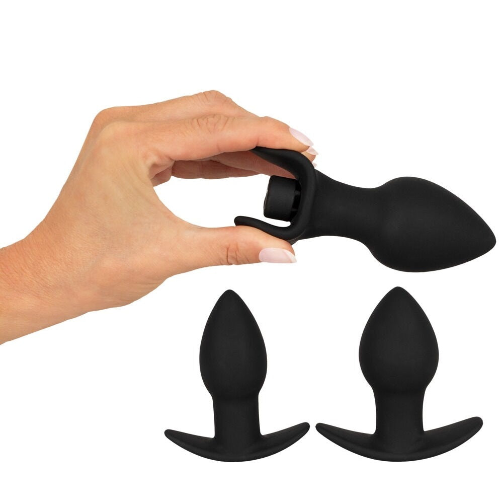 BLACK VELVETS 3 Butt plug set with vibro bullet - image 3
