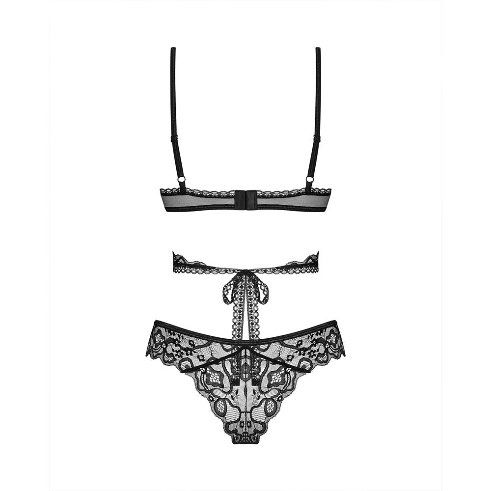 Obsessive Blomentis Bra tied at the waist and thong BLACK - image 5