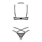 Plus Size Obsessive Donarella Half Bra Crotchless Thong and Choker BLACK - image 3