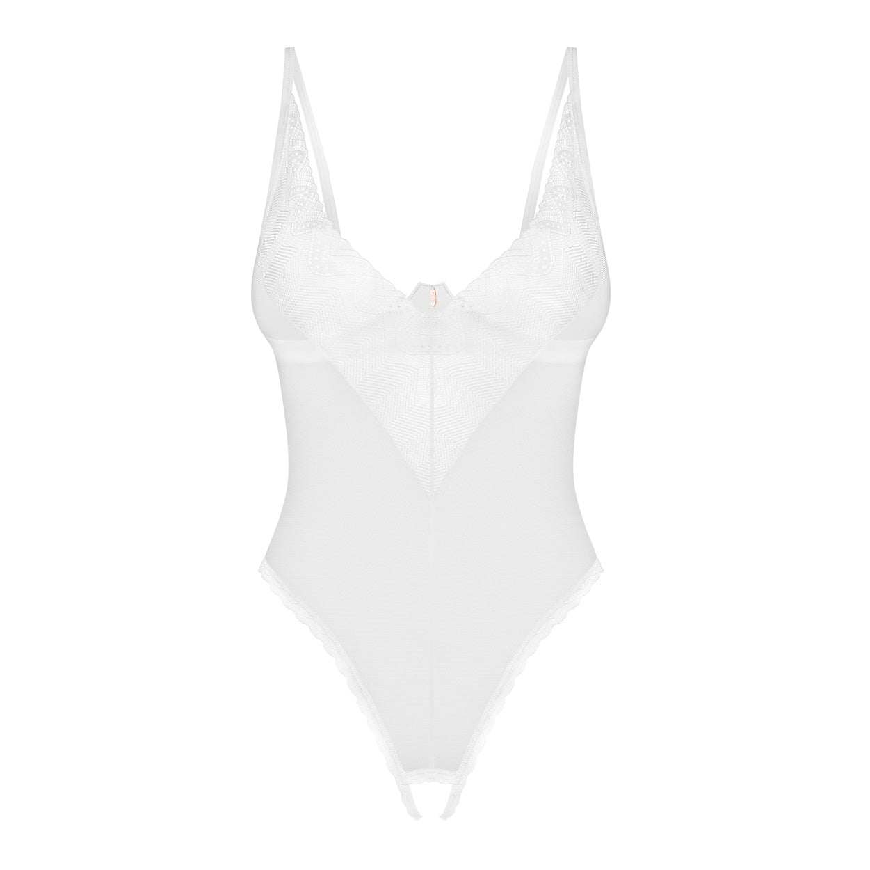 Plus Size Obsessive Alissium crotchless Teddy WHITE