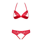 Obsessive 870 SEC 3 Bra and crotchless String Set RED - image 4