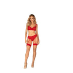 Obsessive Amor Cherris Bra Thong and Garter belt set RED - image 12