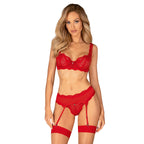 Obsessive Amor Cherris Bra Thong and Garter belt set RED - image 19