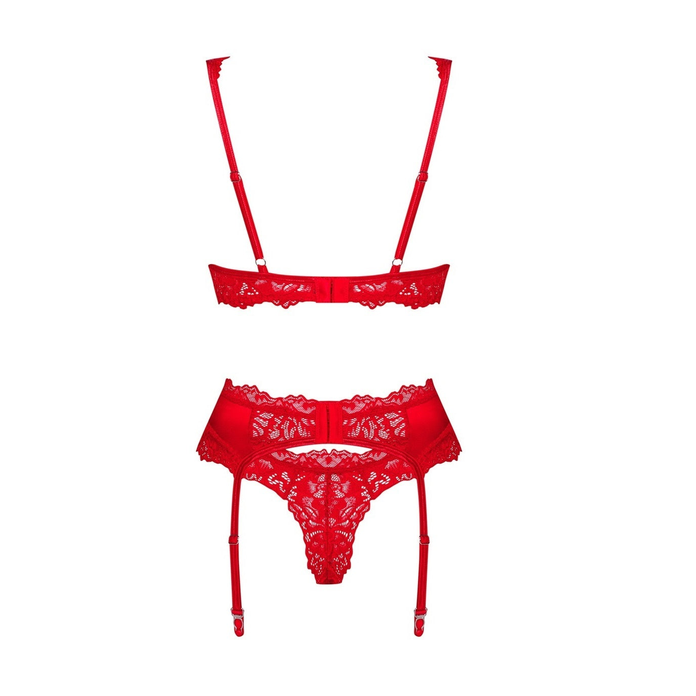 Obsessive Amor Cherris Bra Thong and Garter belt set RED - image 4