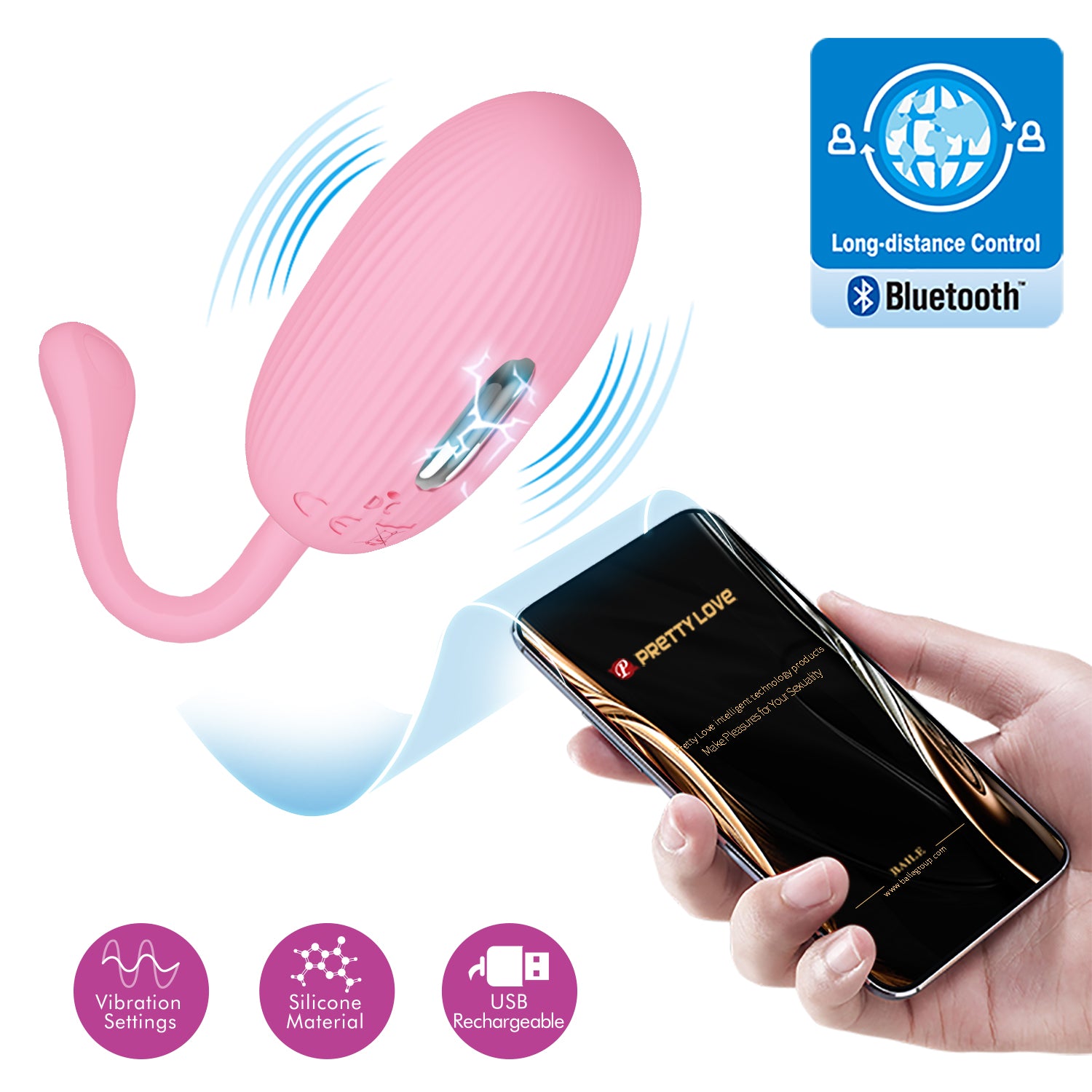 Pretty Love DOREEN Egg Vibrator with Electro shock PINK Κύρια εικόνα προϊόντος