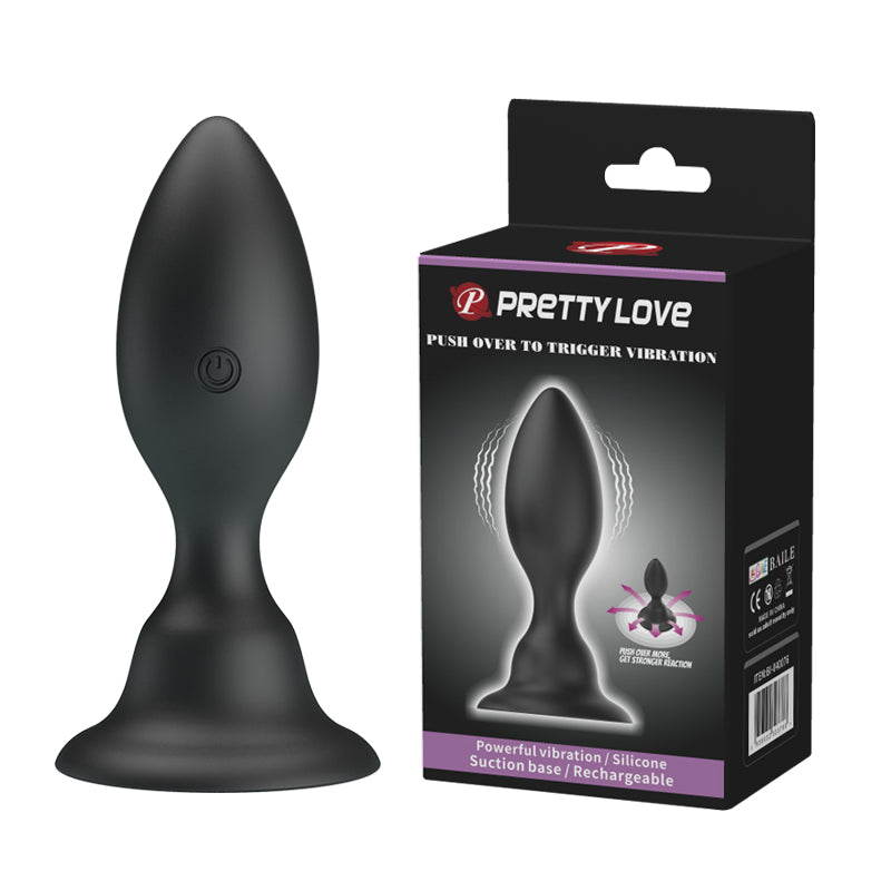 Pretty Love Vibrating Butt Plug with Suction Base BLACK