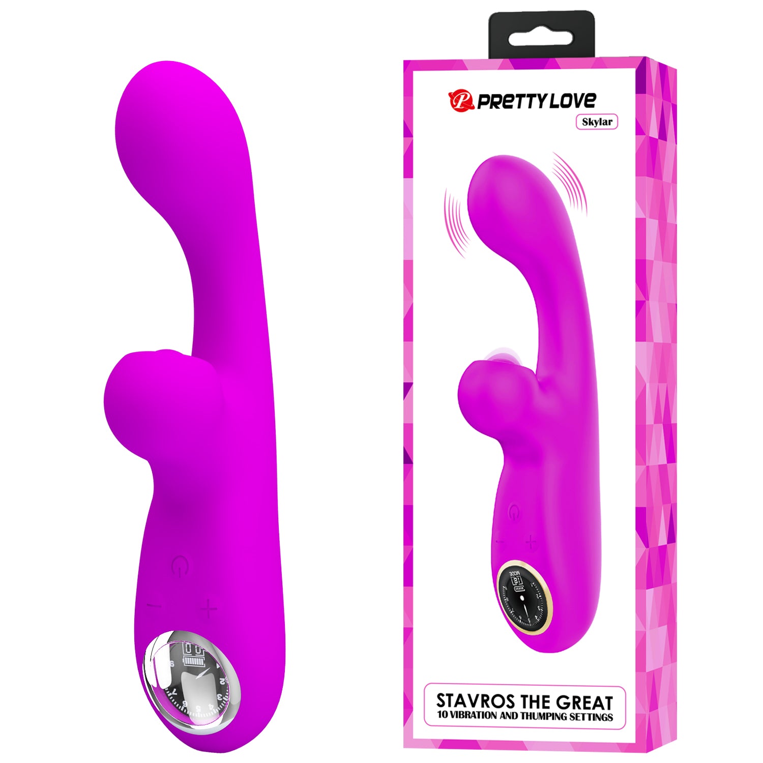 PRETTY LOVE SKYLAR thumping bunny vibrator VELVET 19 cm Κύρια εικόνα προϊόντος
