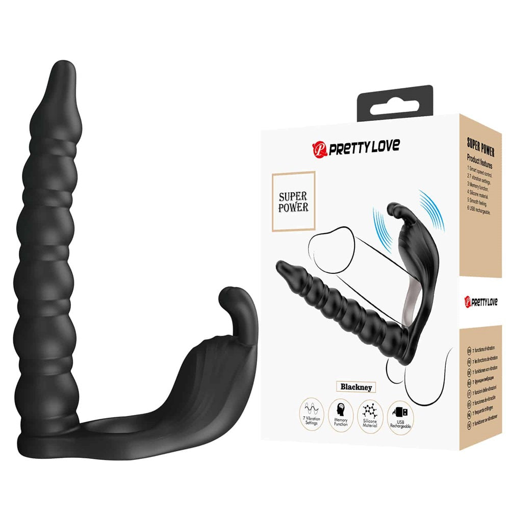 PRETTY LOVE BLACKNEY vibrating penis ring with plug