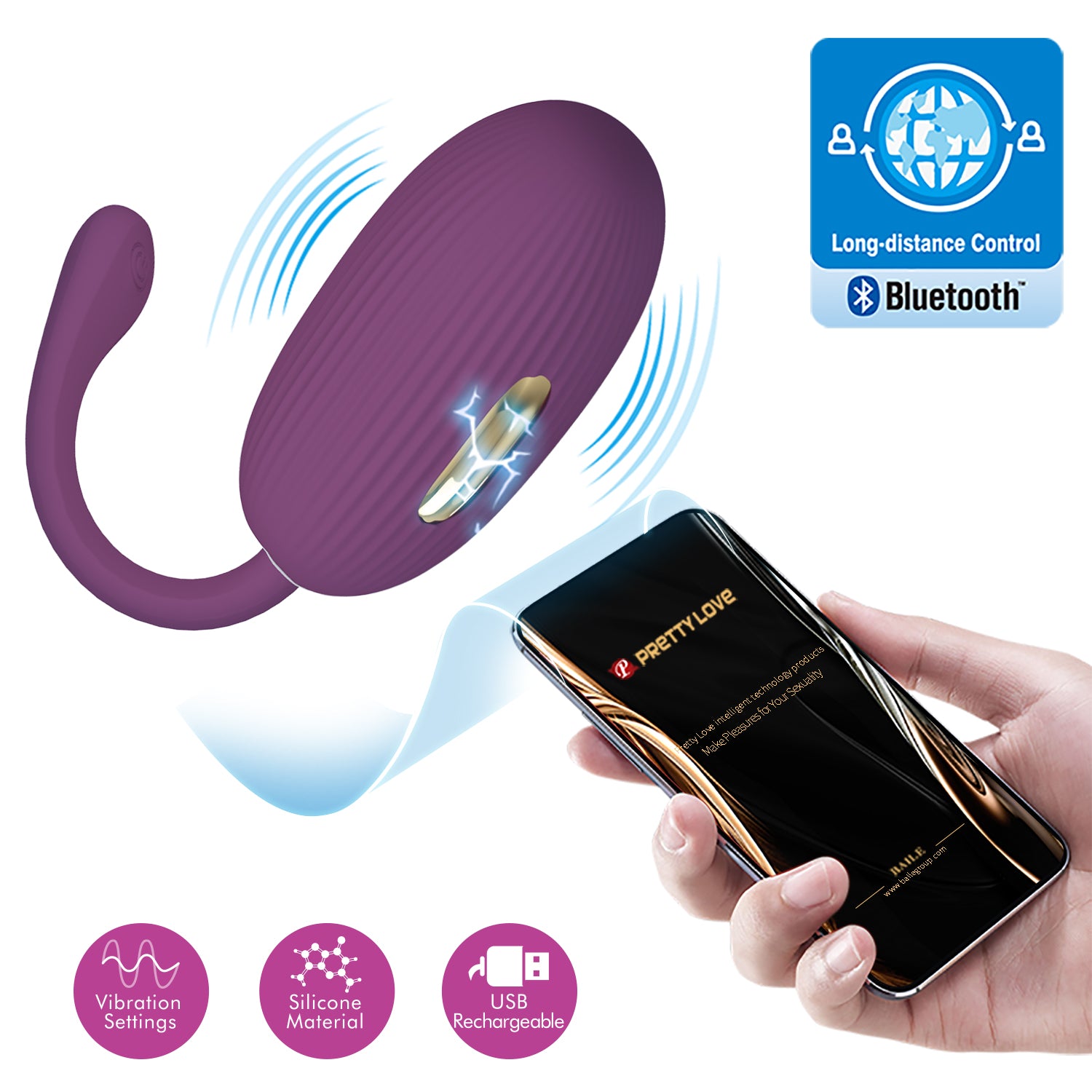 Pretty Love DOREEN Egg Vibrator with Electro shock PURPLE Δευτερεύουσα εικόνα προϊόντος