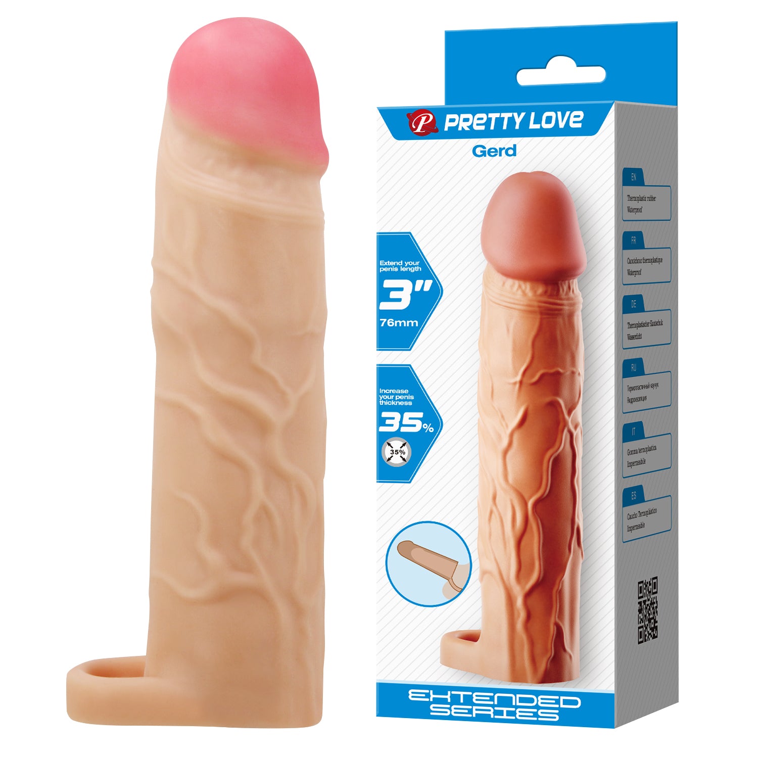 Pretty Love GERD Penis Sleeve 19.5 cm FLESH WHITE Κύρια εικόνα προϊόντος