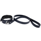 NAUGHTY TOYS fetish Dark BLUE leather collar with leash - image 2