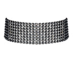 Cottelli Sparkly black choker with rhinestones
