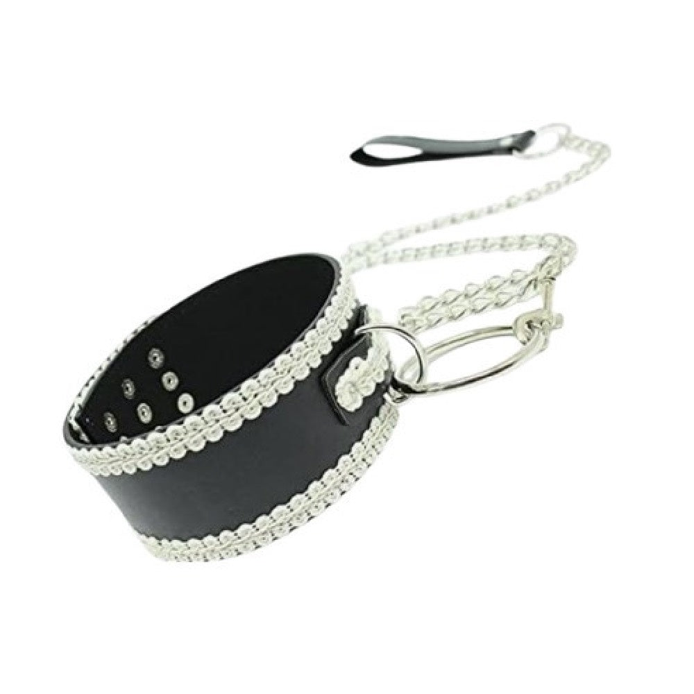 Sexy Adjustable Lace PU Leather Plush Slave Collar Δευτερεύουσα εικόνα προϊόντος
