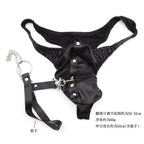 Male leather briefs with detachable chain leash - image 5