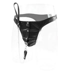 Male leather briefs with detachable chain leash - image 2