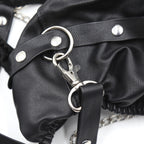 Male leather briefs with detachable chain leash
