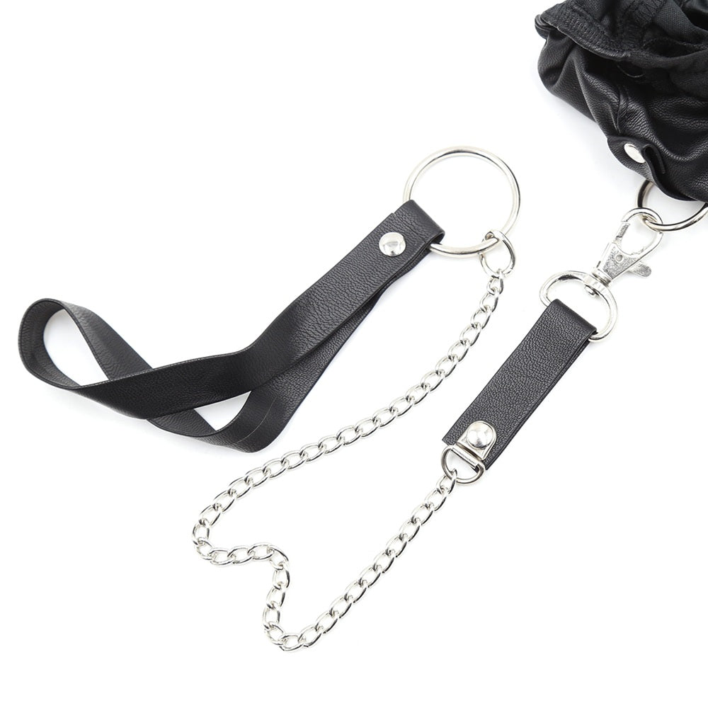 Male leather briefs with detachable chain leash - image 8