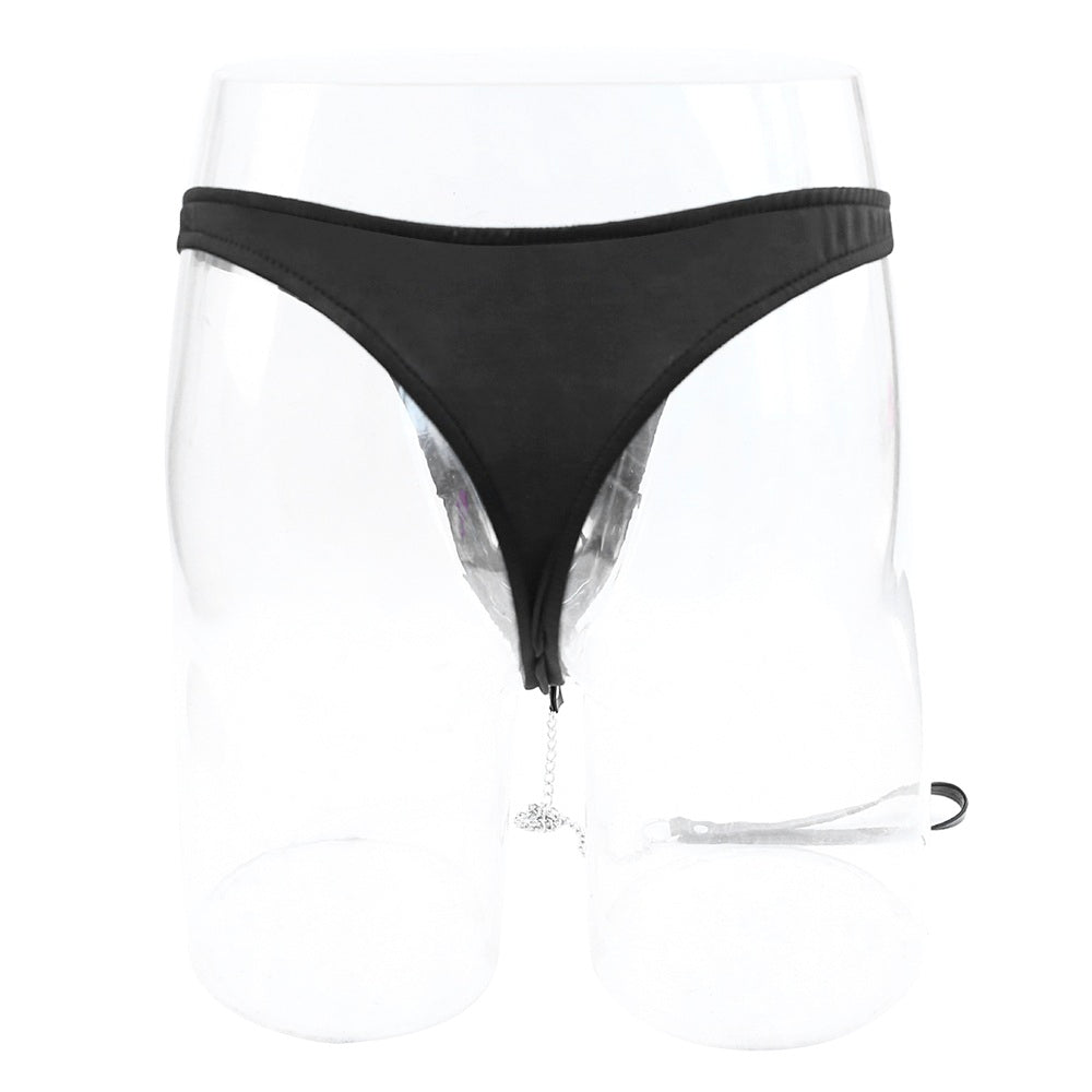 Male leather briefs with detachable chain leash - image 4