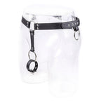 Bondage Male chastity leather pants with penis ring - image 2