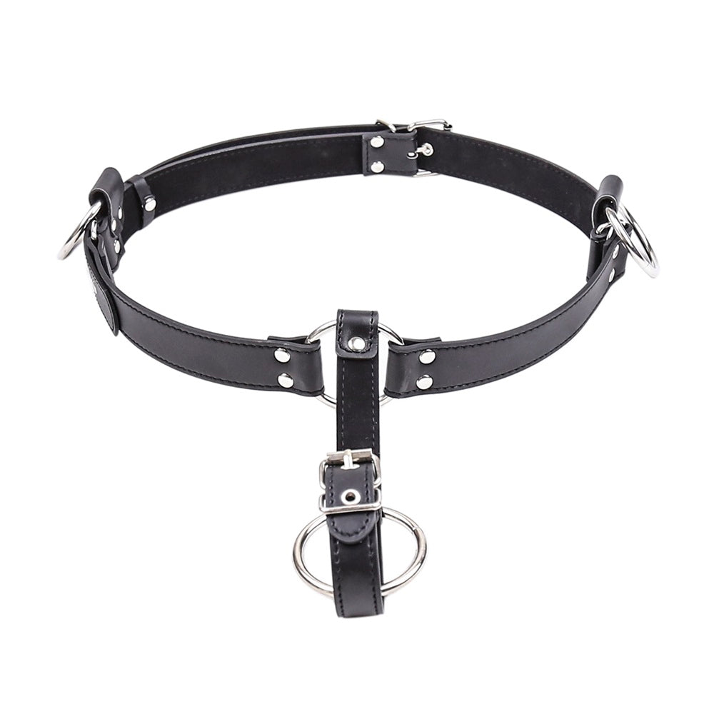Bondage Male chastity leather pants with penis ring - image 5