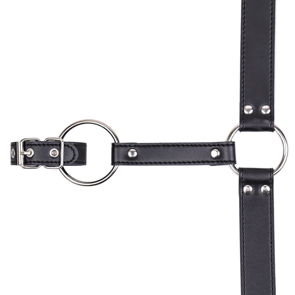 Bondage Male chastity leather pants with penis ring - image 7