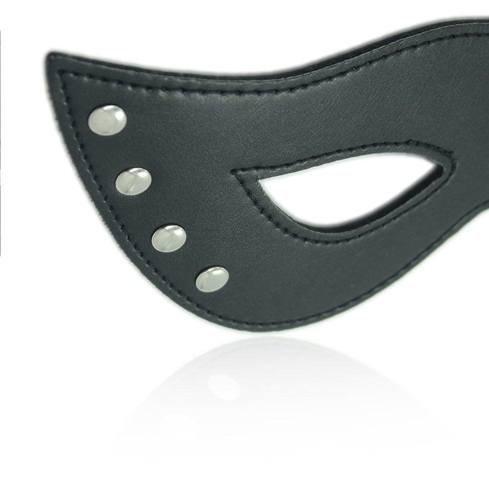 Bdsm Black leather Eye cat mask with rivets - image 5