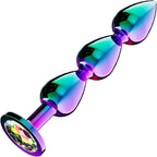Iridescent metal Anal Tribal Bead Plug with Gem