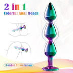 Iridescent metal Anal Tribal Bead Plug with Gem - image 5