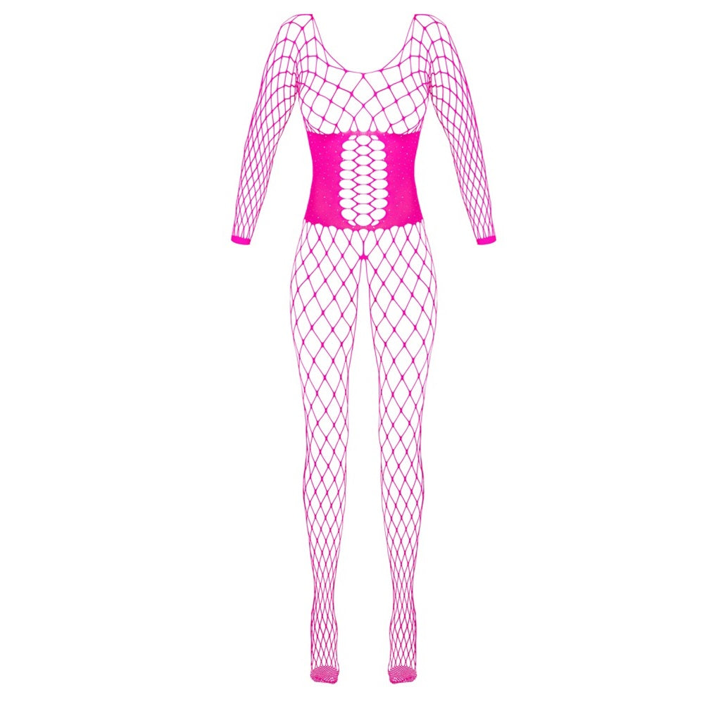Cotelli crotchless pink catsuit with long sleeves Κύρια εικόνα προϊόντος